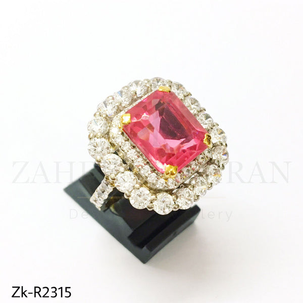 Pinkish square 925 ring