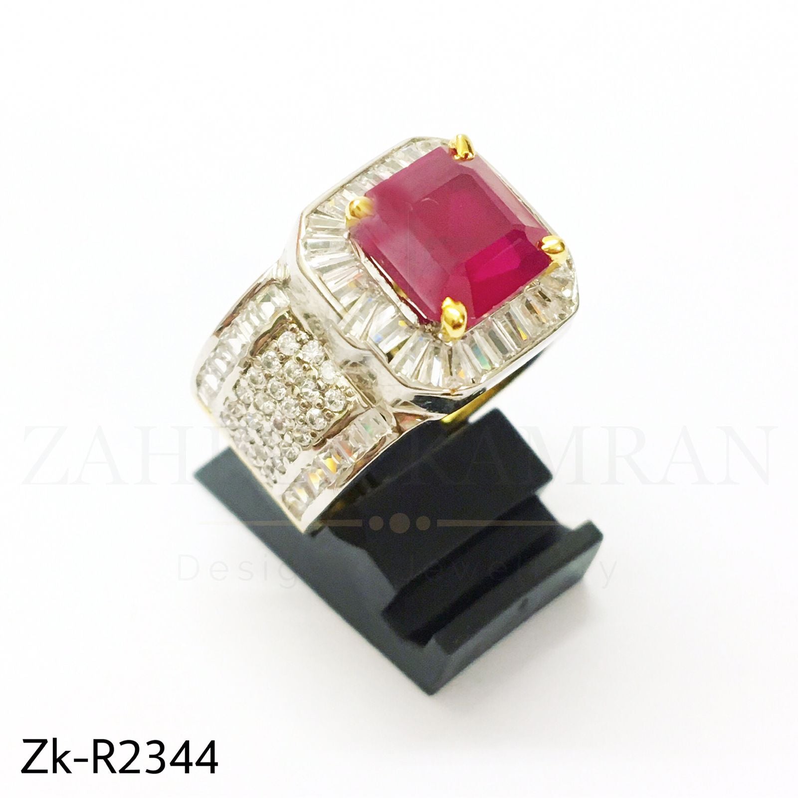 Ruby square 925 ring