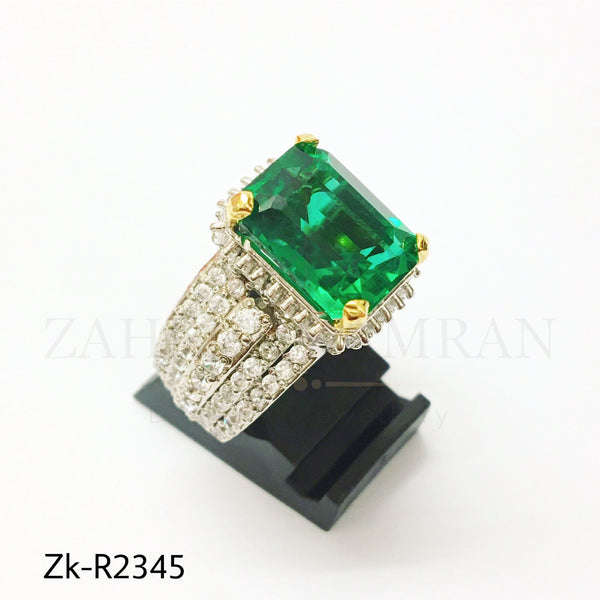 Emerald zircon 925 ring