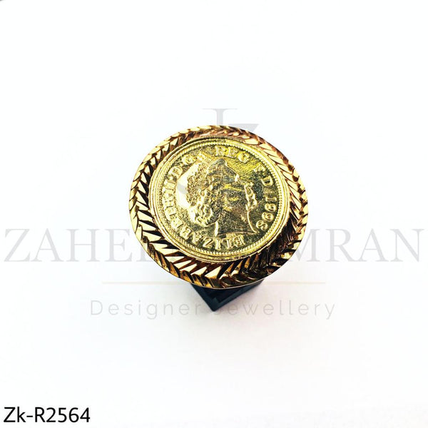 Golden coin ring.