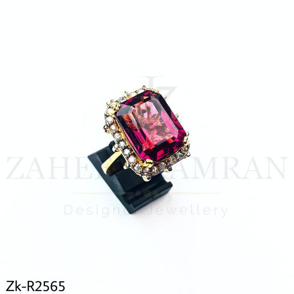 Squarish ruby ring.