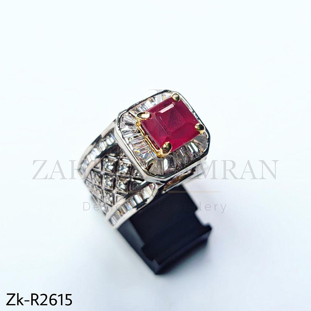 Squarish ruby ring.