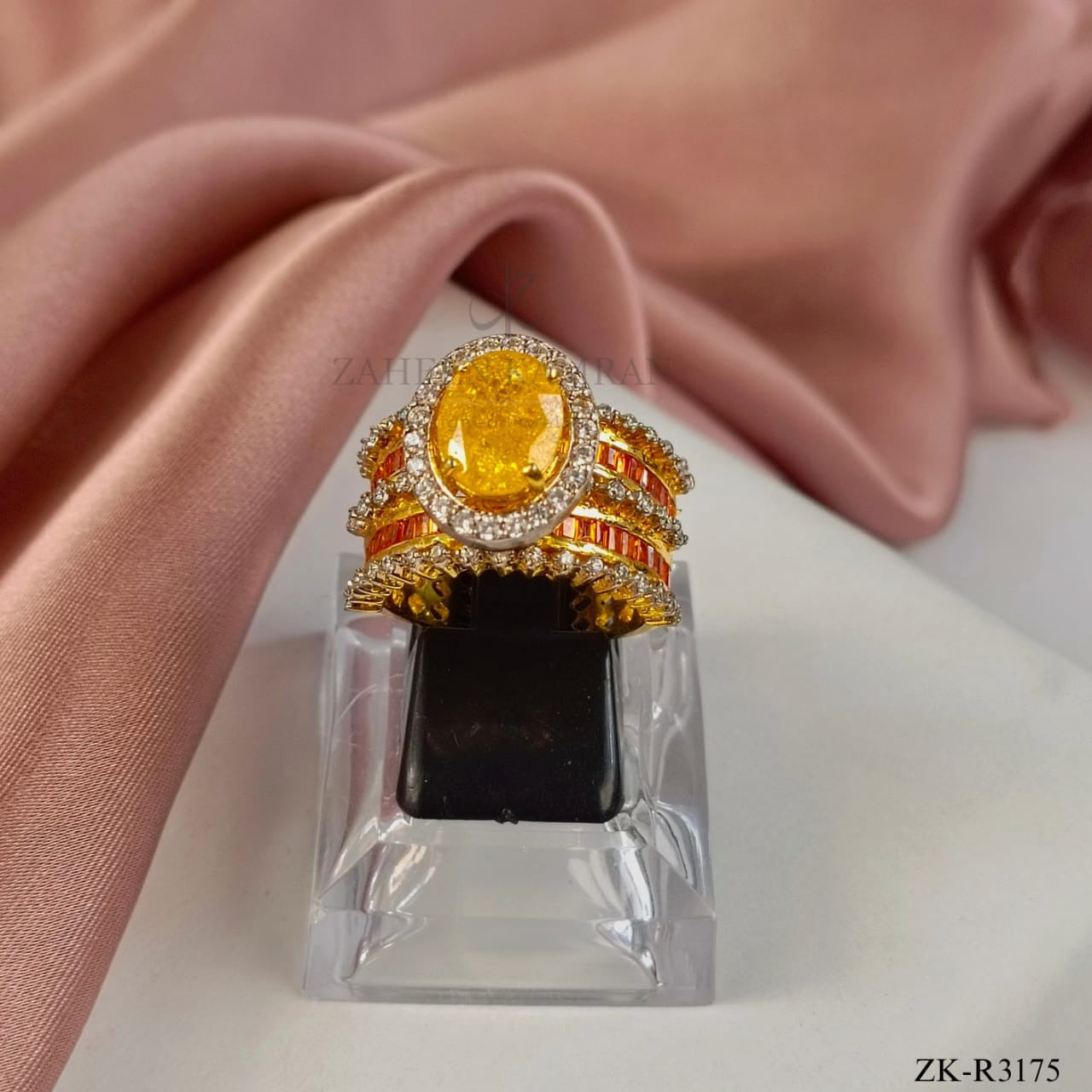 925 YELLOW JADE RING