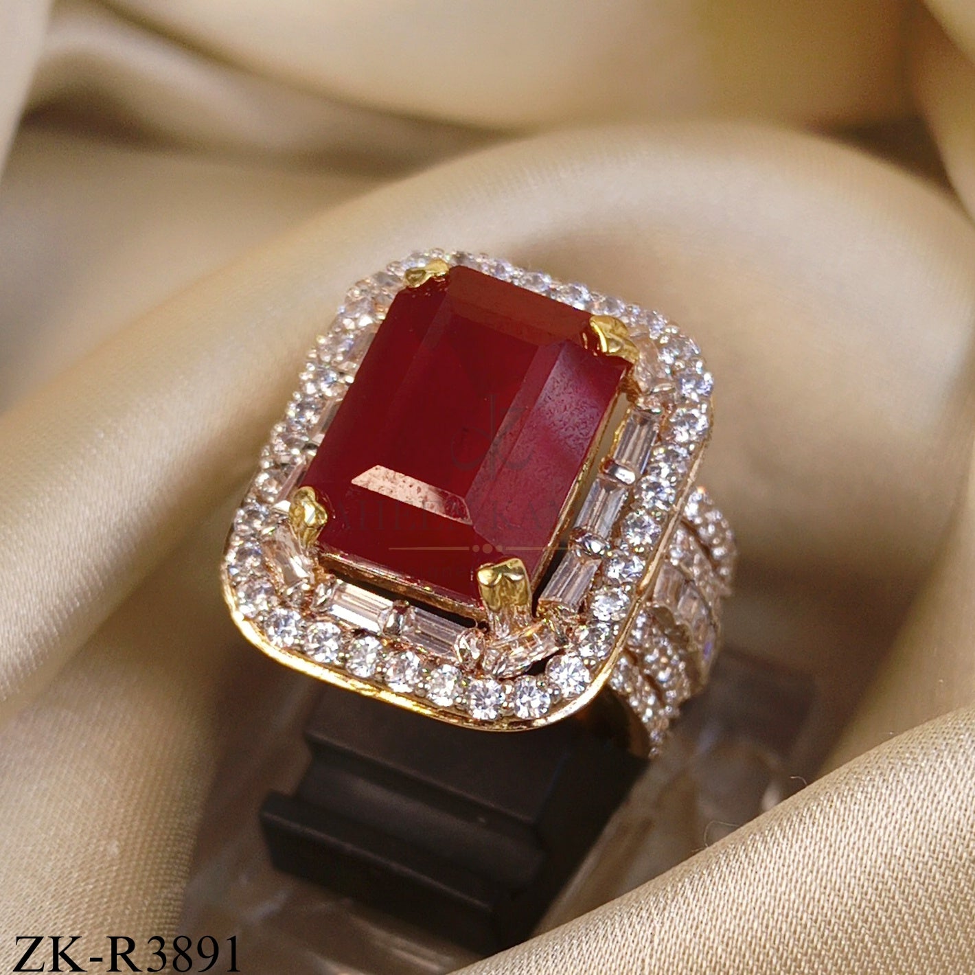 RUBY CUT PAVE RING