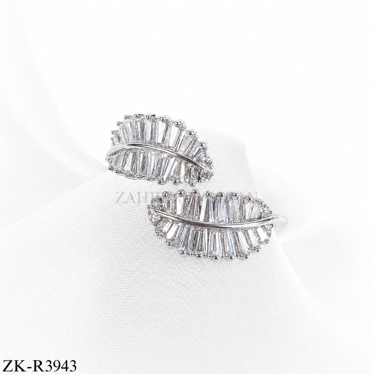 Leaf Crystal Open Ring