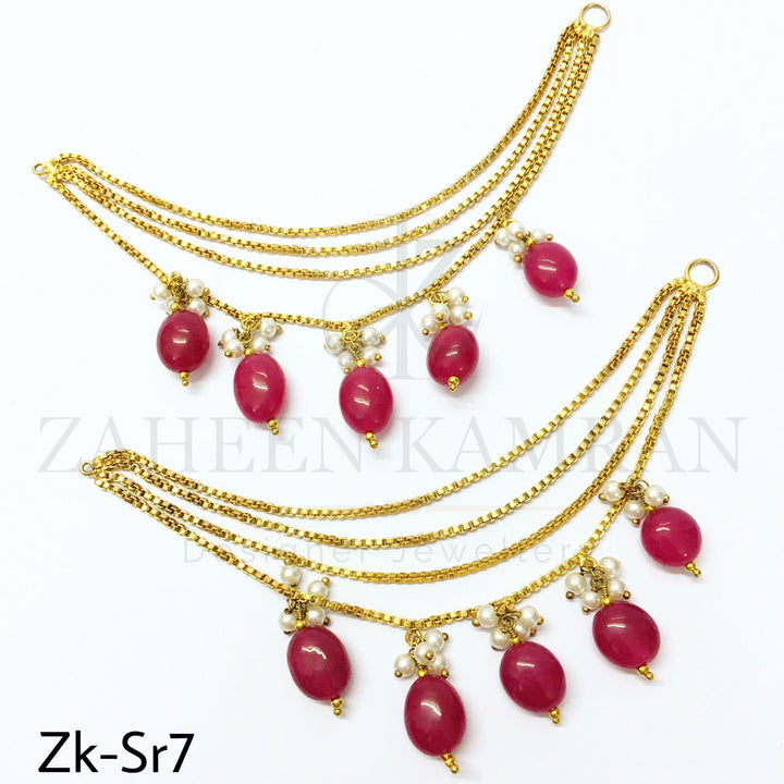 Ruby beads golden chain sahary