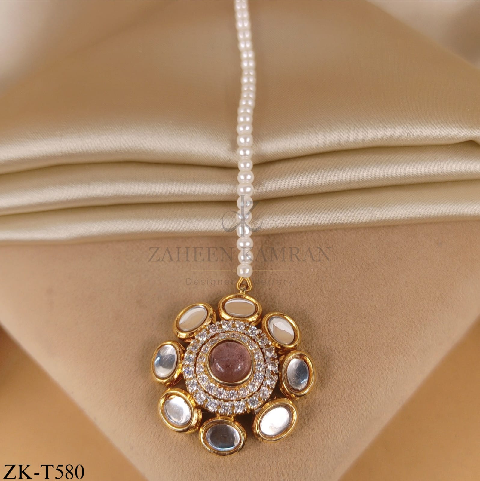 PEARLS STRING AMETHYST KUNDAN TIKKA