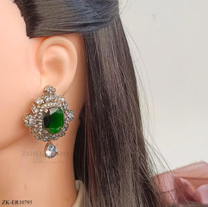 EMERALD SILVER EARRINGS