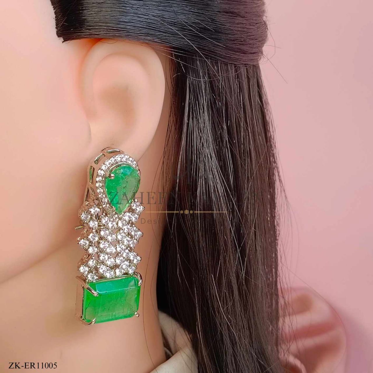 EMERALD SILVER EARRINGS