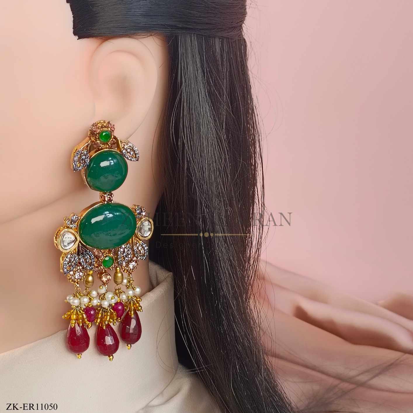 RUBY EMERALD EARRINGS