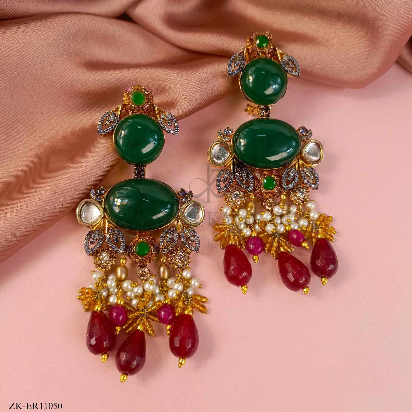 RUBY EMERALD EARRINGS