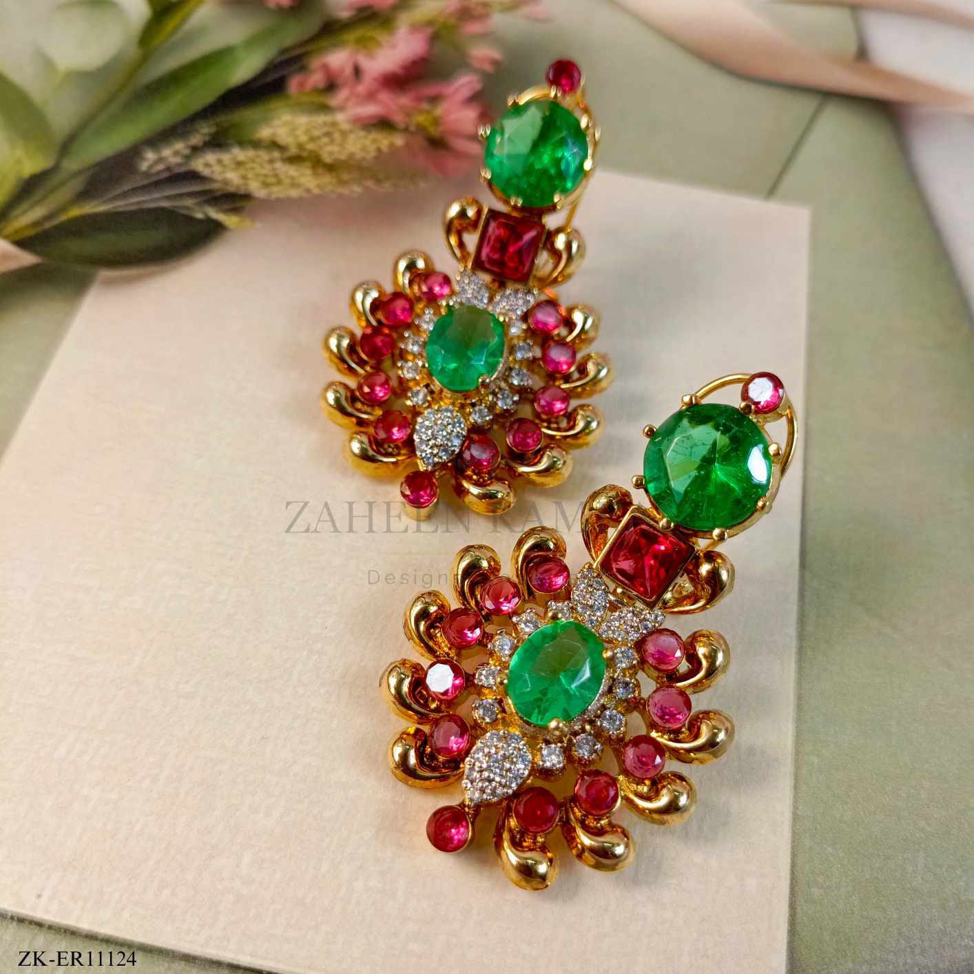 RUBY EMERALD EARRINGS