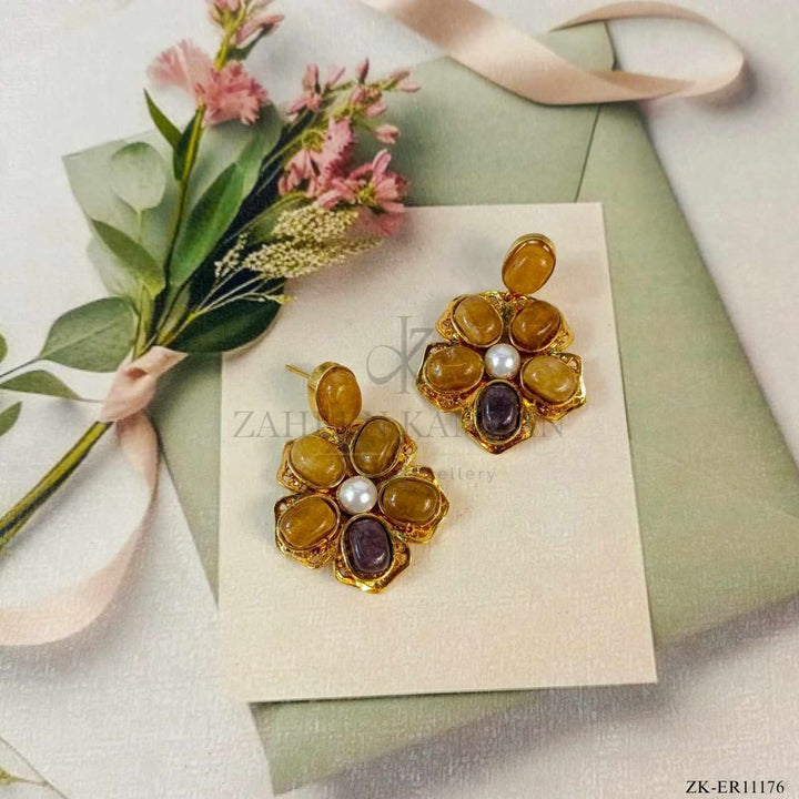 YELLOW JADE EARRINGS