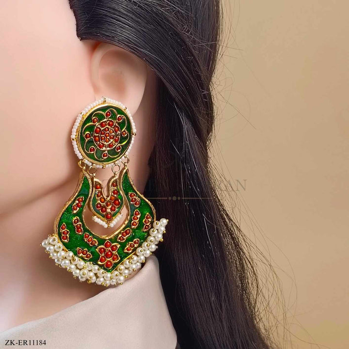 GREEN MEENA EARRINGS