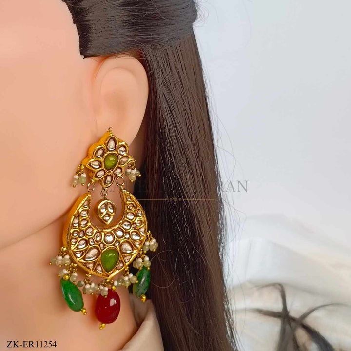 EMERALD KUNDAN EARRINGS