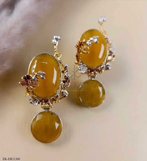 YELLOW JADE EARRINGS