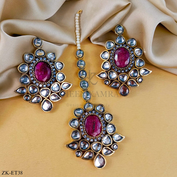 RUBY EARRINGS AND TIKKA