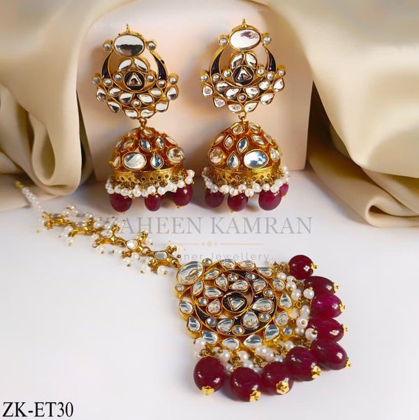 KUNDAN EARRINGS AND TIKKA