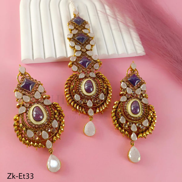 AMETHYST EARRINGS AND TIKKA