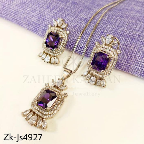 Purple Stone Necklace Set