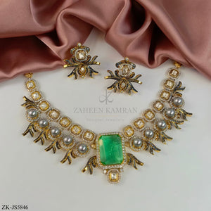 EMERALD KUNDAN SET