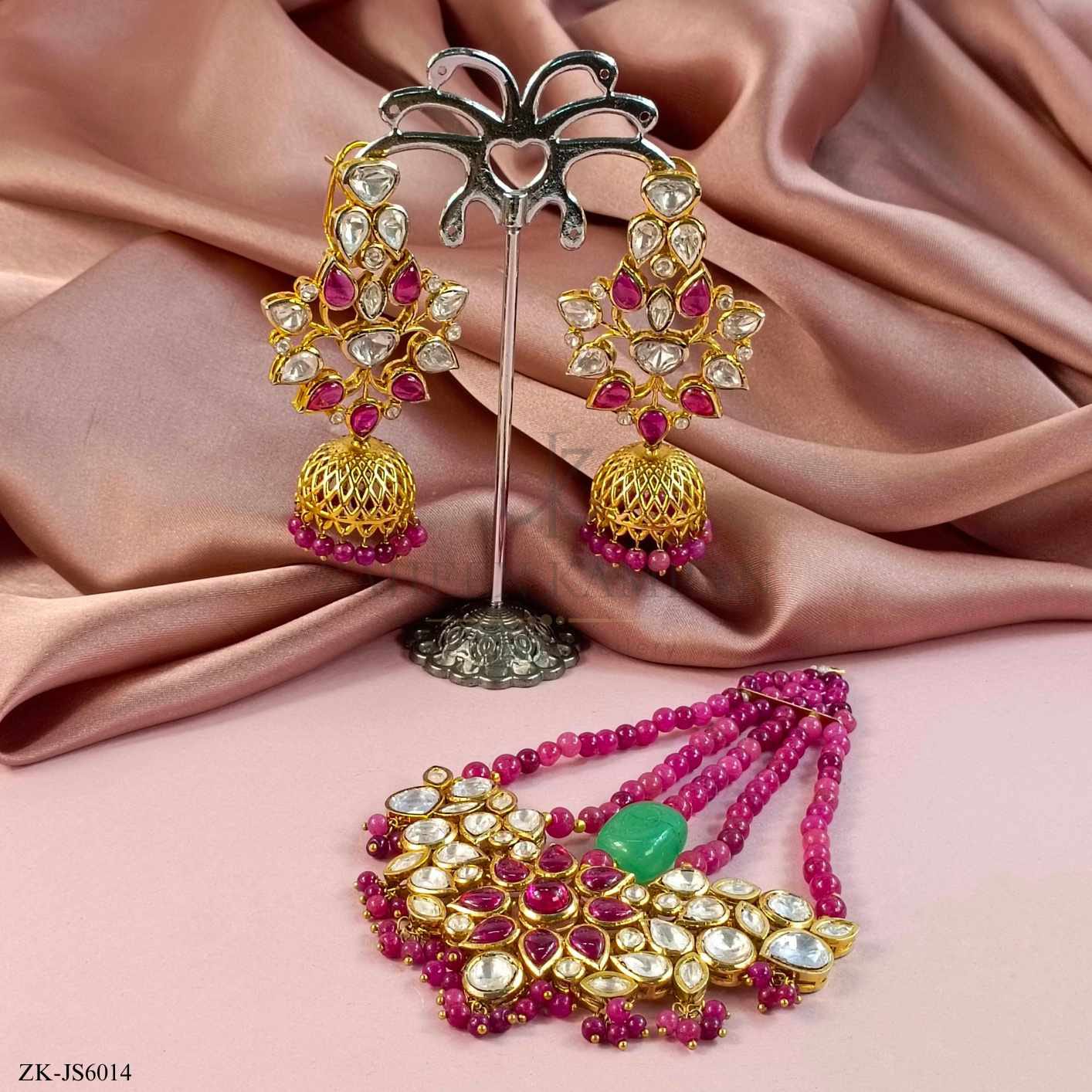 Necklace alongside Earrings and Jhummar