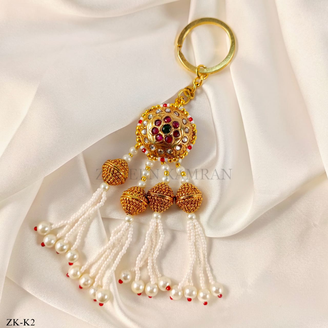 RUBY PEARLS KEYCHAIN