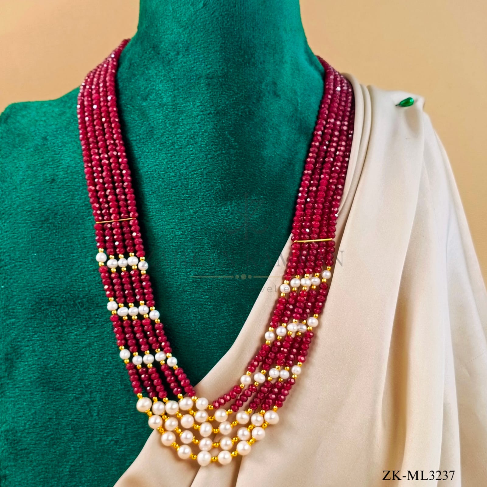 GARNET LAYERED MALA